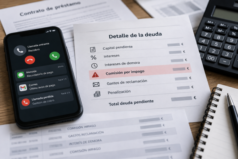 Comisión por impago y gastos de reclamación de deuda