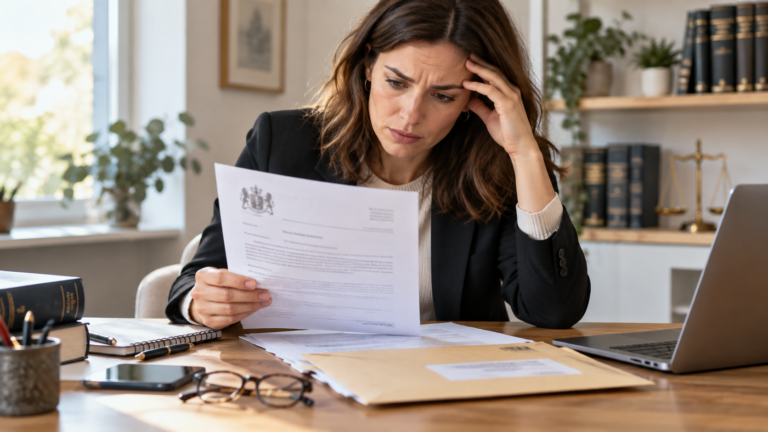 Persona revisando un procedimiento monitorio por reclamación de deuda